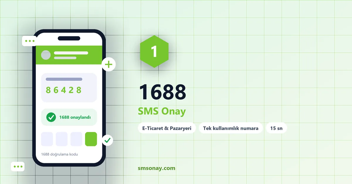 1688 SMS onay: sanal numaraya gelen doğrulama kodu ekranı
