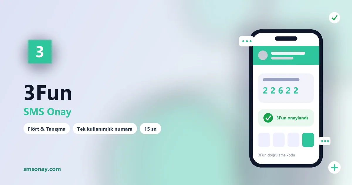 3Fun SMS onay: sanal numaraya gelen doğrulama kodu ekranı