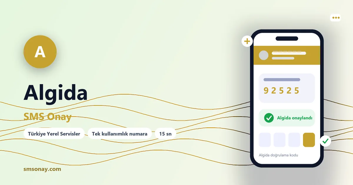 Algida SMS onay: sanal numaraya gelen doğrulama kodu ekranı