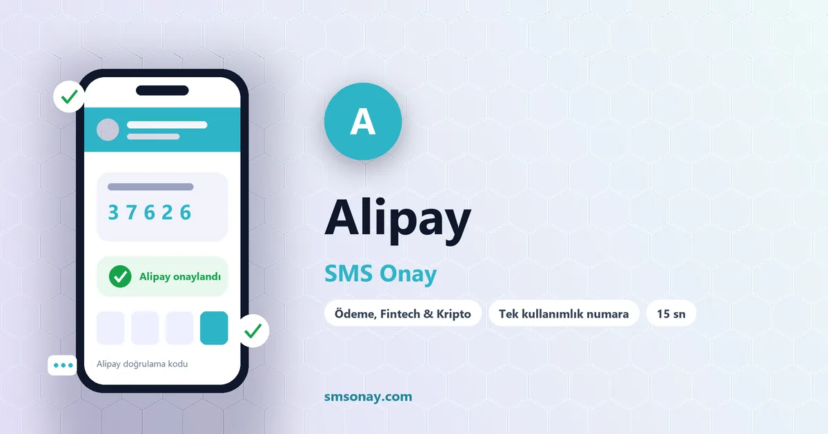 Alipay SMS onay: sanal numaraya gelen doğrulama kodu ekranı