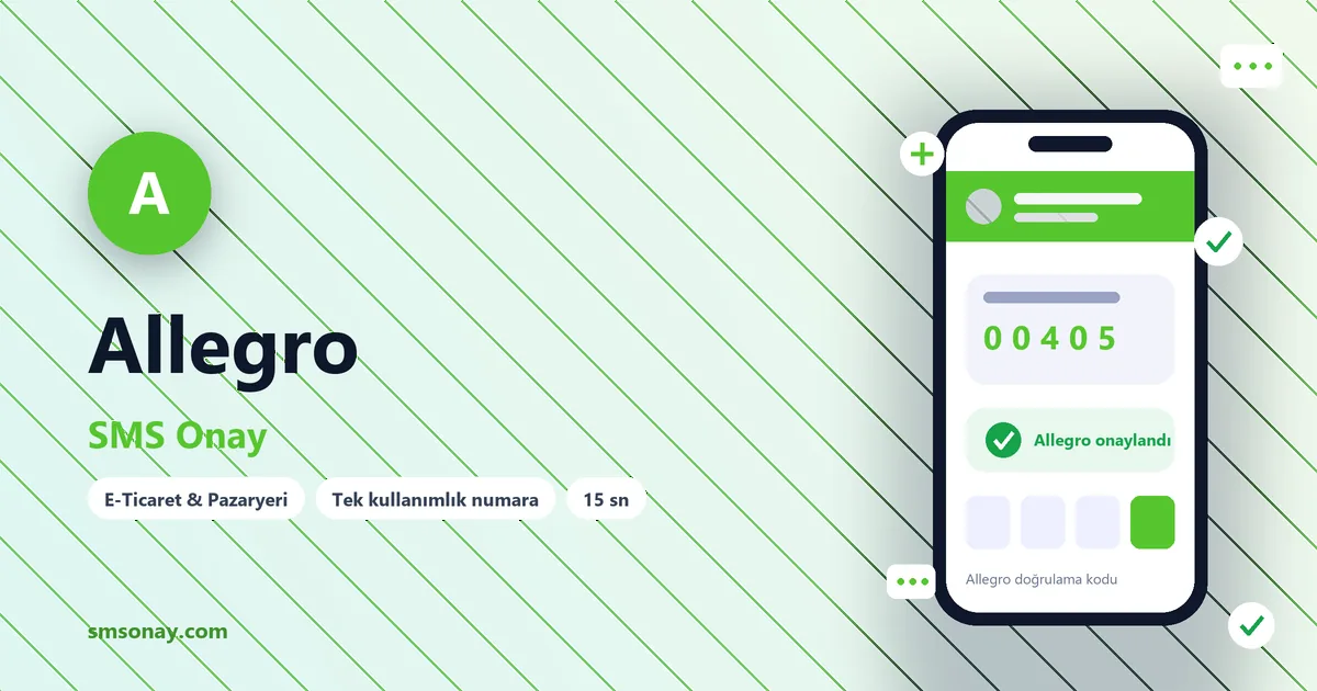 Allegro SMS onay: sanal numaraya gelen doğrulama kodu ekranı