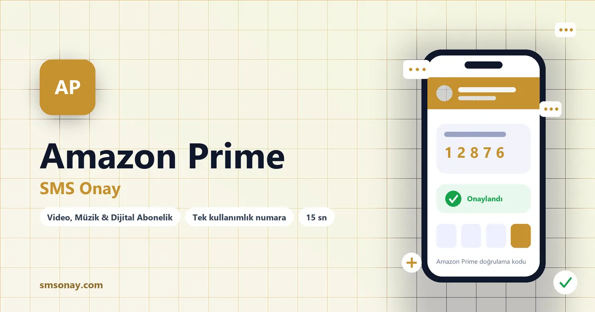 Amazon Prime SMS onay: sanal numaraya gelen doğrulama kodu ekranı