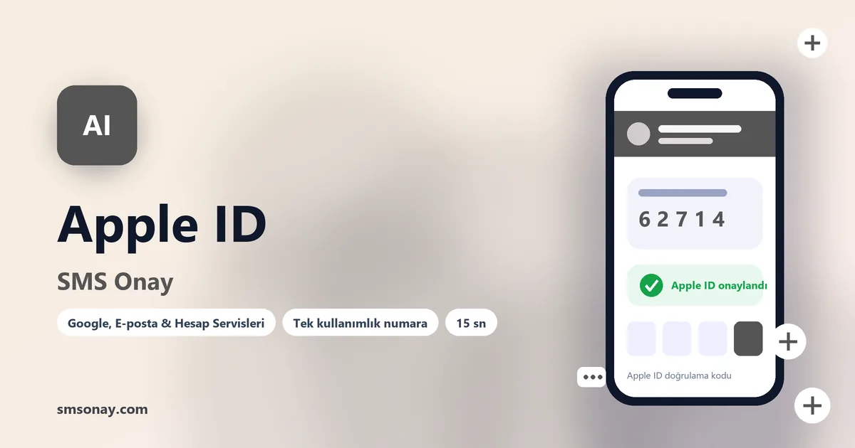 Apple ID SMS onay: sanal numaraya gelen doğrulama kodu ekranı