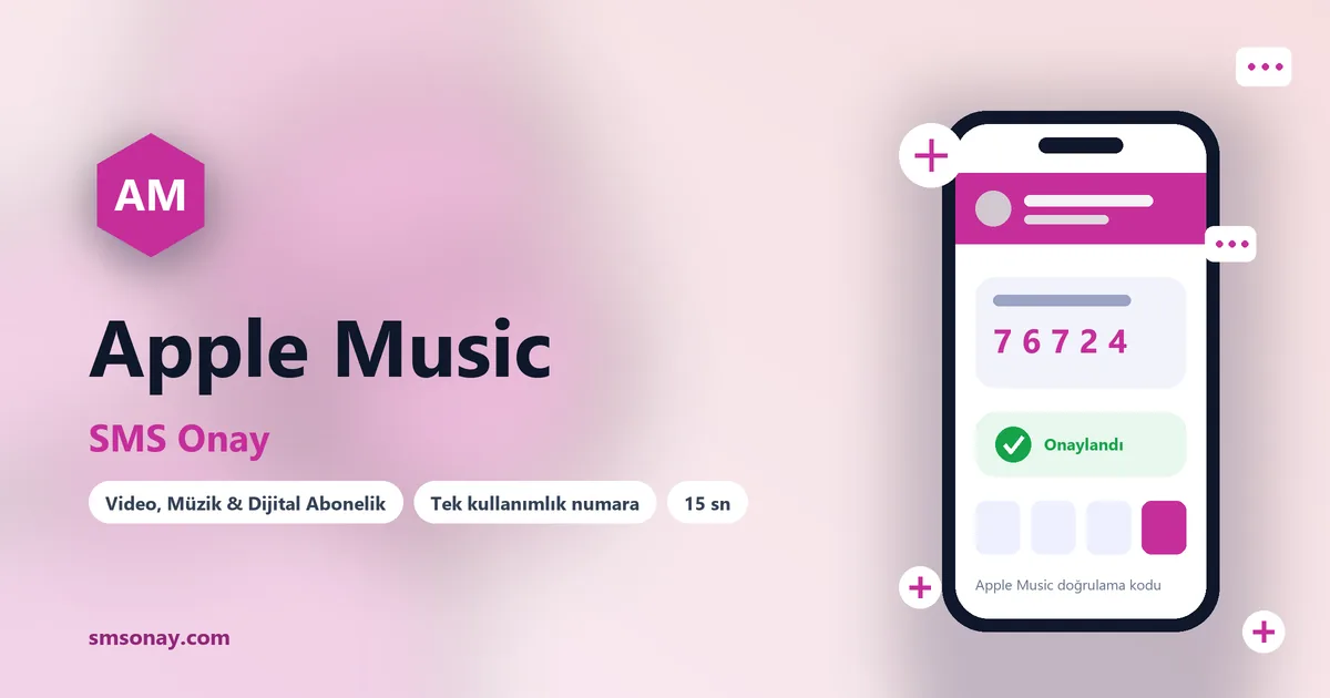 Apple Music SMS onay: sanal numaraya gelen doğrulama kodu ekranı