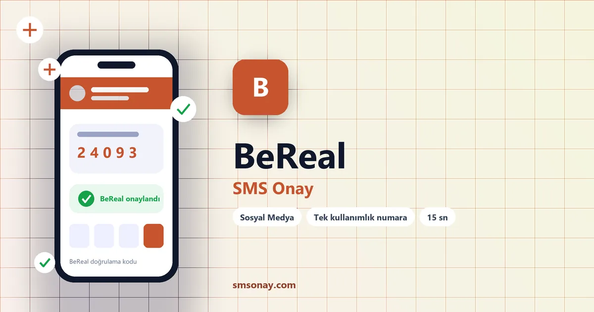 BeReal SMS onay: sanal numaraya gelen doğrulama kodu ekranı