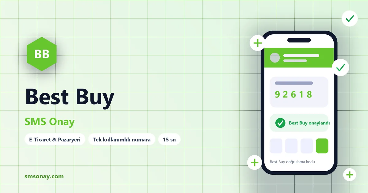 Best Buy SMS onay: sanal numaraya gelen doğrulama kodu ekranı