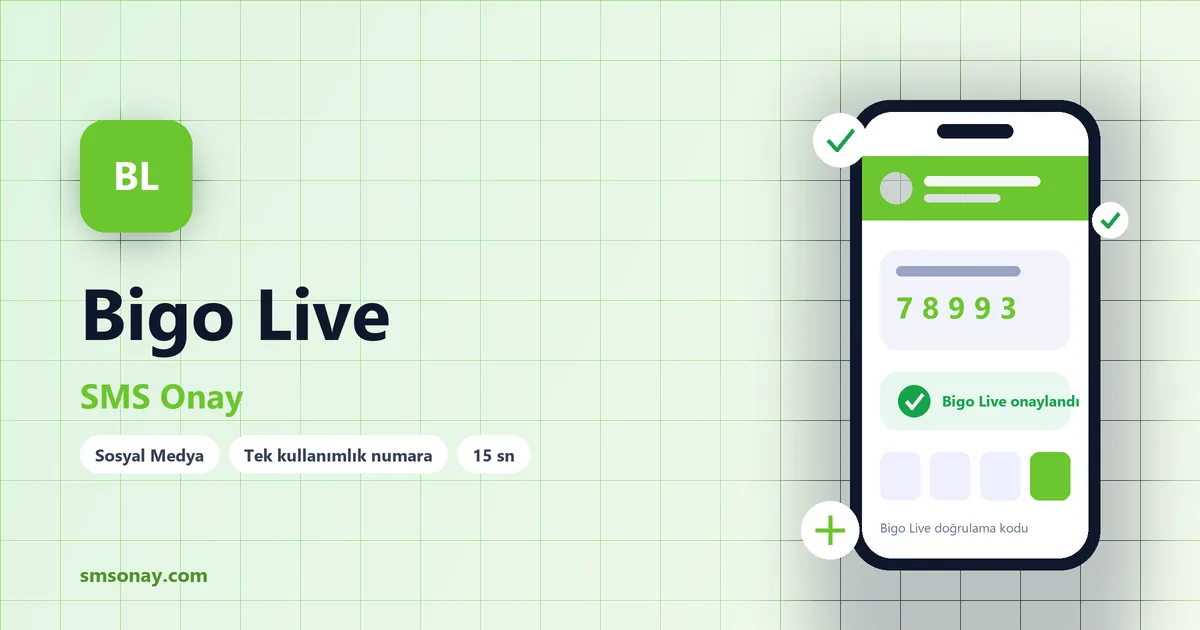 Bigo Live SMS onay: sanal numaraya gelen doğrulama kodu ekranı