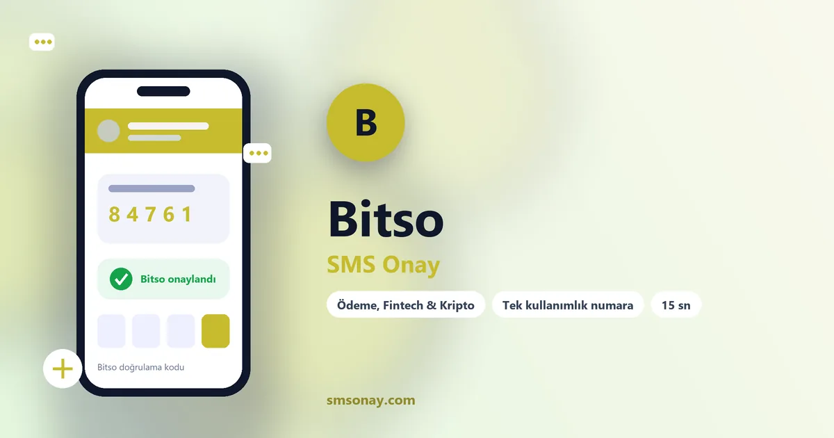 Bitso SMS onay: sanal numaraya gelen doğrulama kodu ekranı