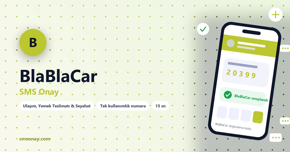 BlaBlaCar SMS onay: sanal numaraya gelen doğrulama kodu ekranı