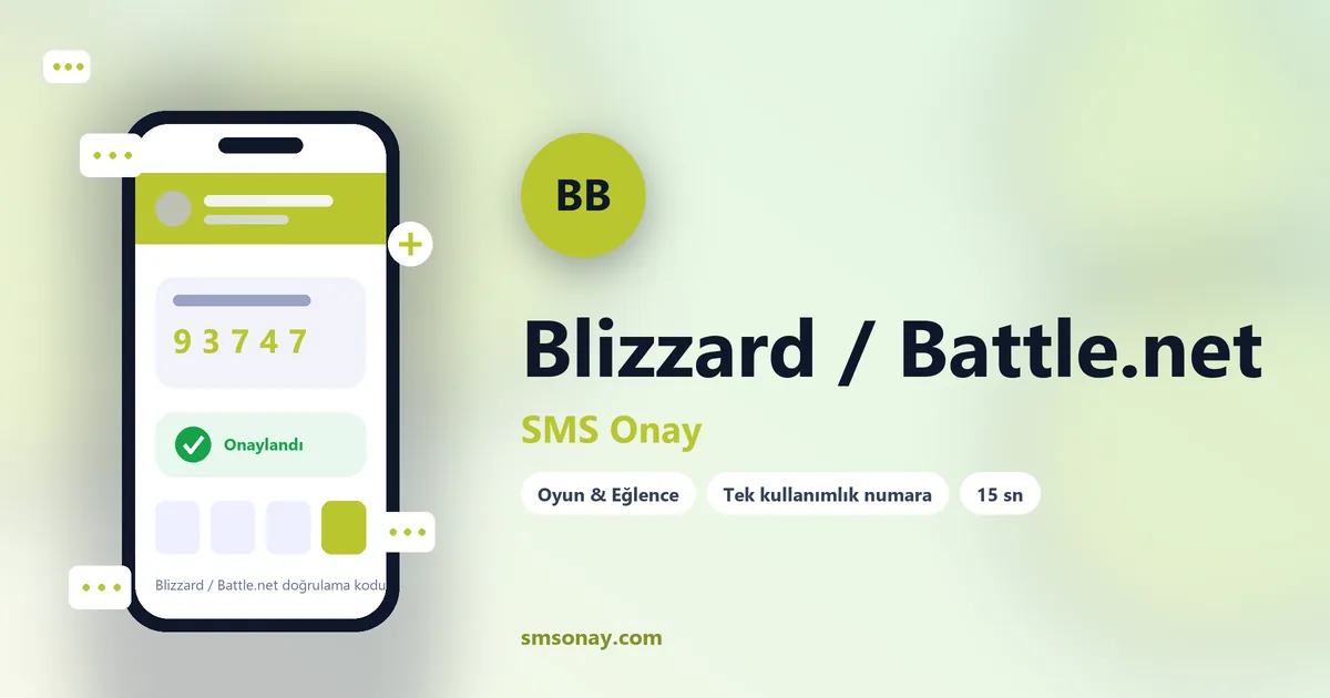 Blizzard / Battle.net SMS onay: sanal numaraya gelen doğrulama kodu ekranı
