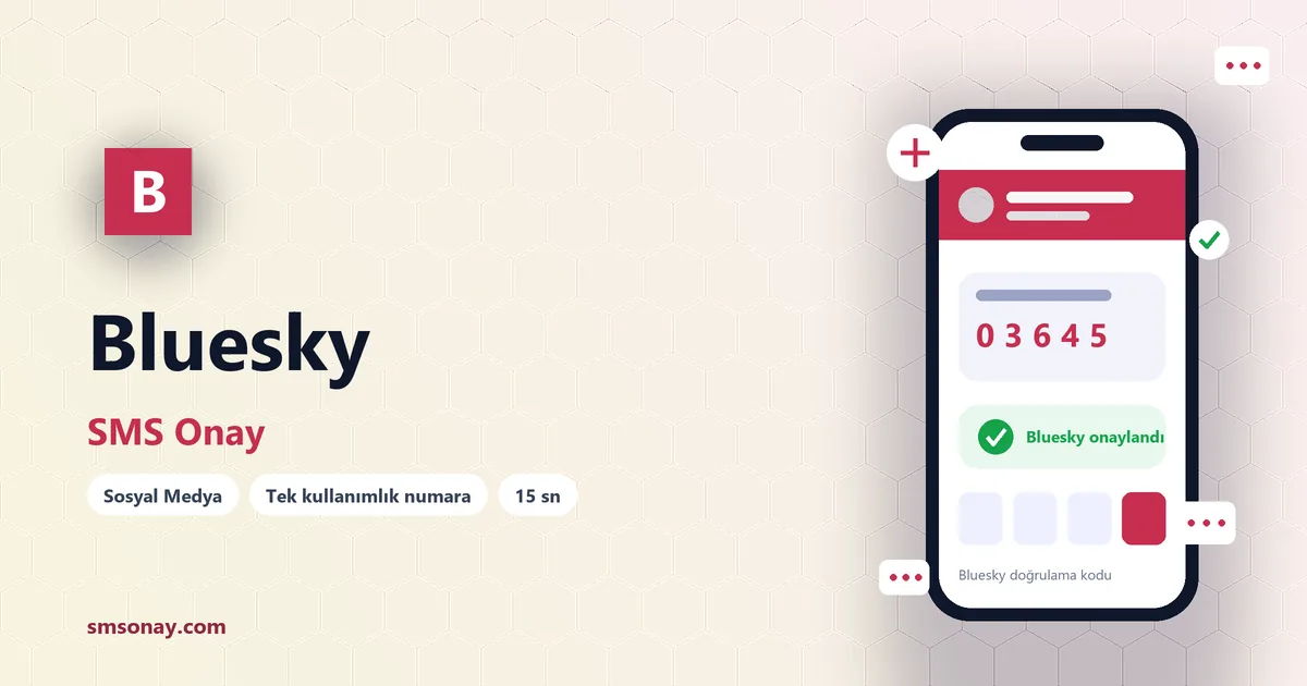 Bluesky SMS onay: sanal numaraya gelen doğrulama kodu ekranı