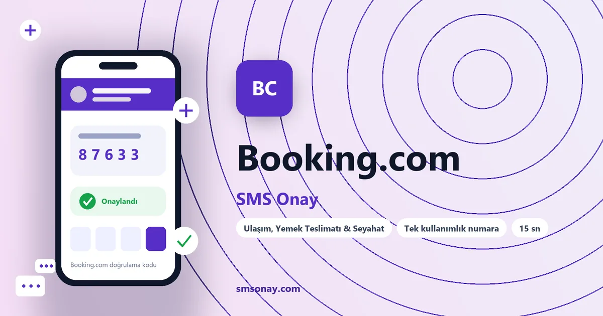 Booking.com SMS onay: sanal numaraya gelen doğrulama kodu ekranı