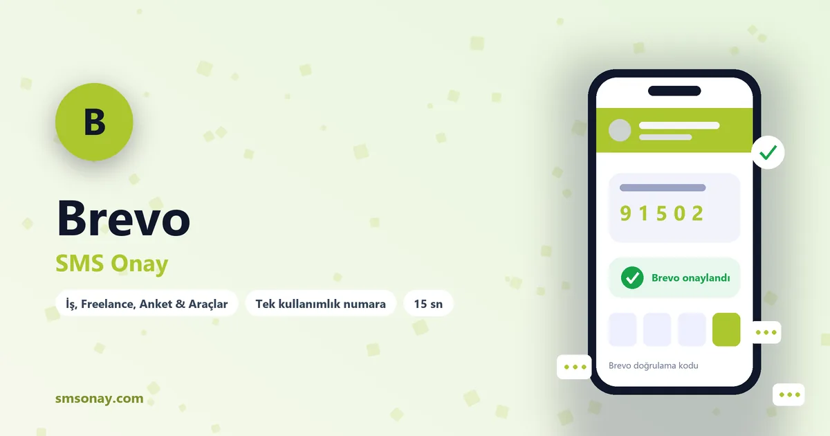 Brevo SMS onay: sanal numaraya gelen doğrulama kodu ekranı