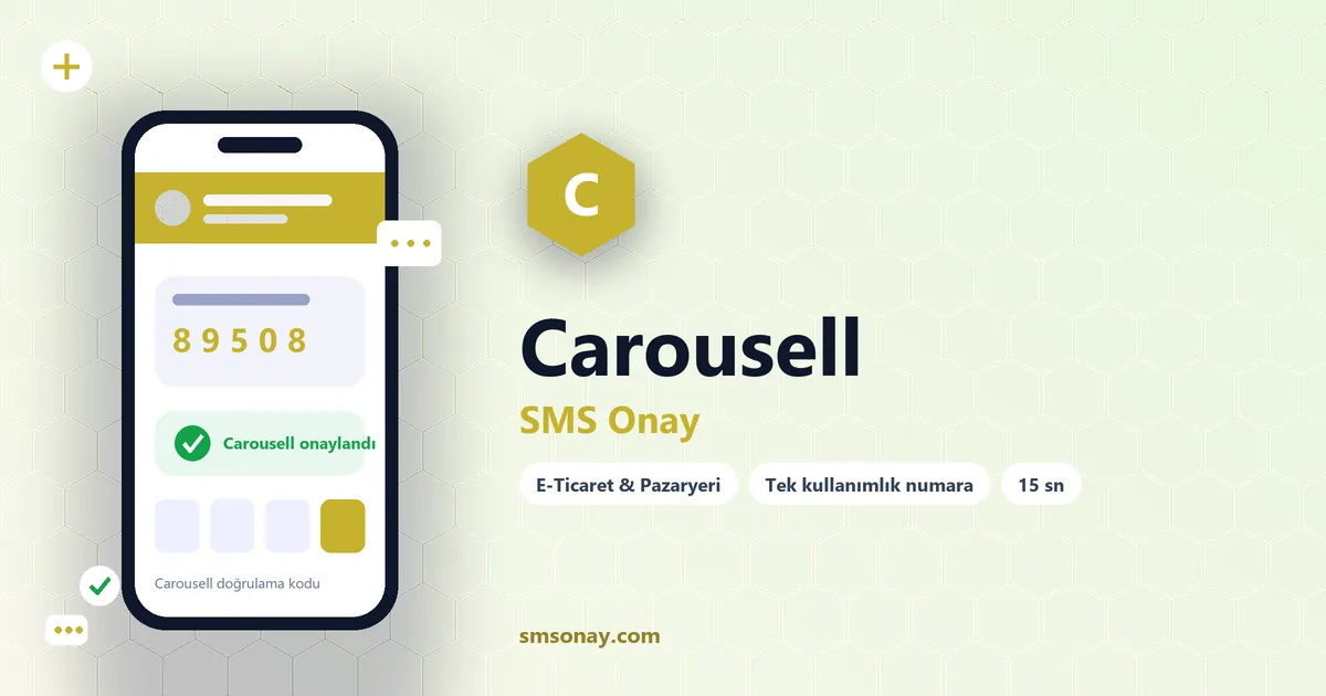 Carousell SMS onay: sanal numaraya gelen doğrulama kodu ekranı