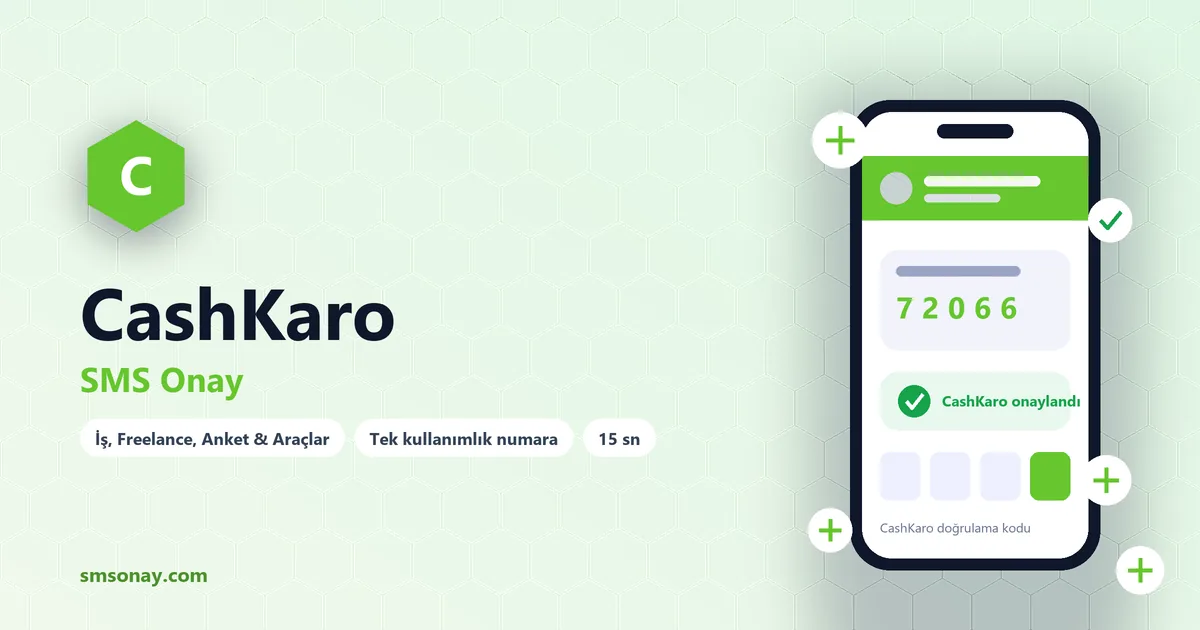 CashKaro SMS onay: sanal numaraya gelen doğrulama kodu ekranı