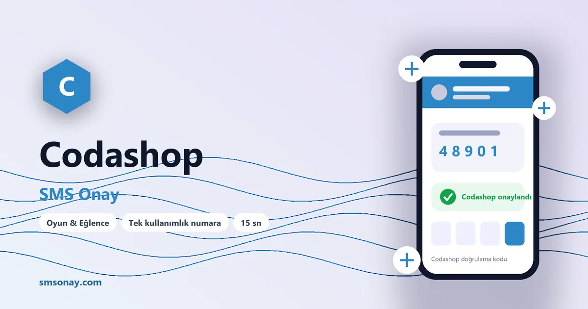 Codashop SMS onay: sanal numaraya gelen doğrulama kodu ekranı
