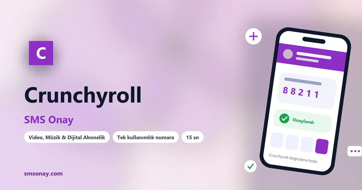 Crunchyroll SMS onay: sanal numaraya gelen doğrulama kodu ekranı