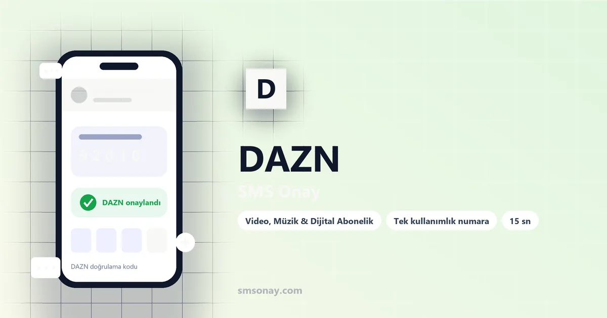 DAZN SMS onay: sanal numaraya gelen doğrulama kodu ekranı