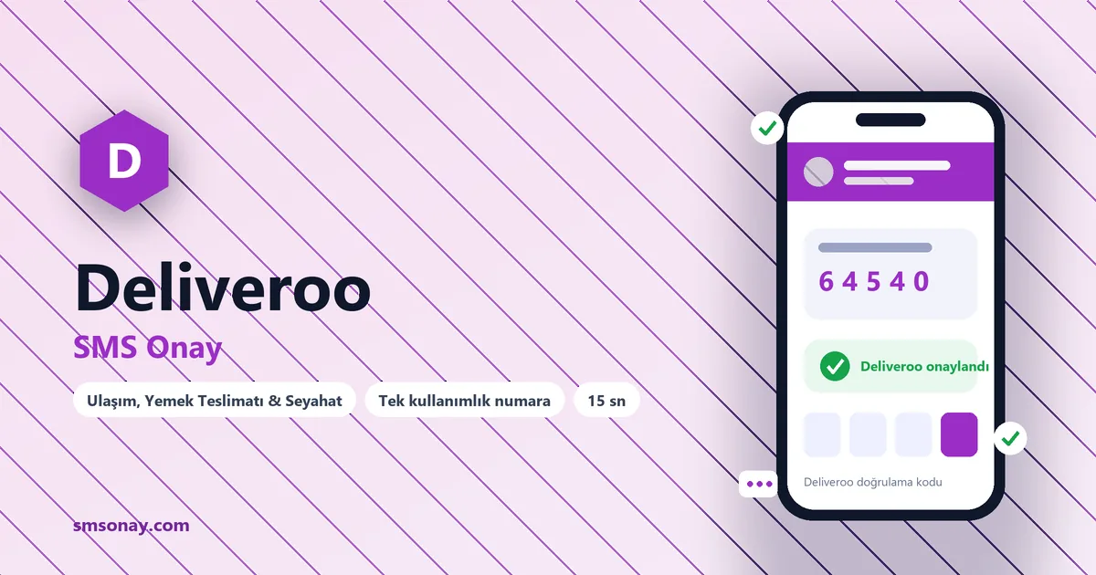 Deliveroo SMS onay: sanal numaraya gelen doğrulama kodu ekranı