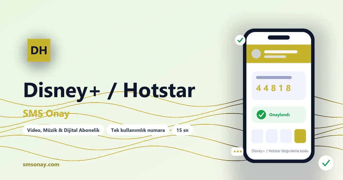 Disney+ / Hotstar SMS onay: sanal numaraya gelen doğrulama kodu ekranı