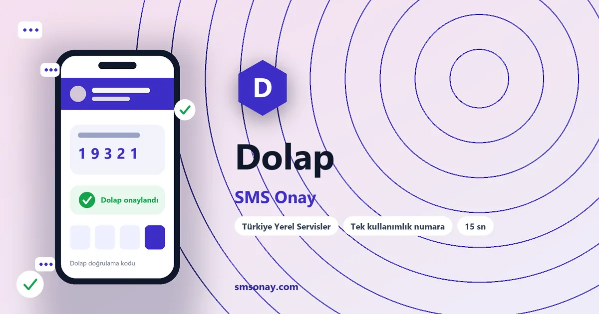 Dolap SMS onay: sanal numaraya gelen doğrulama kodu ekranı