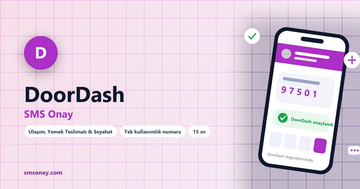 DoorDash SMS onay: sanal numaraya gelen doğrulama kodu ekranı
