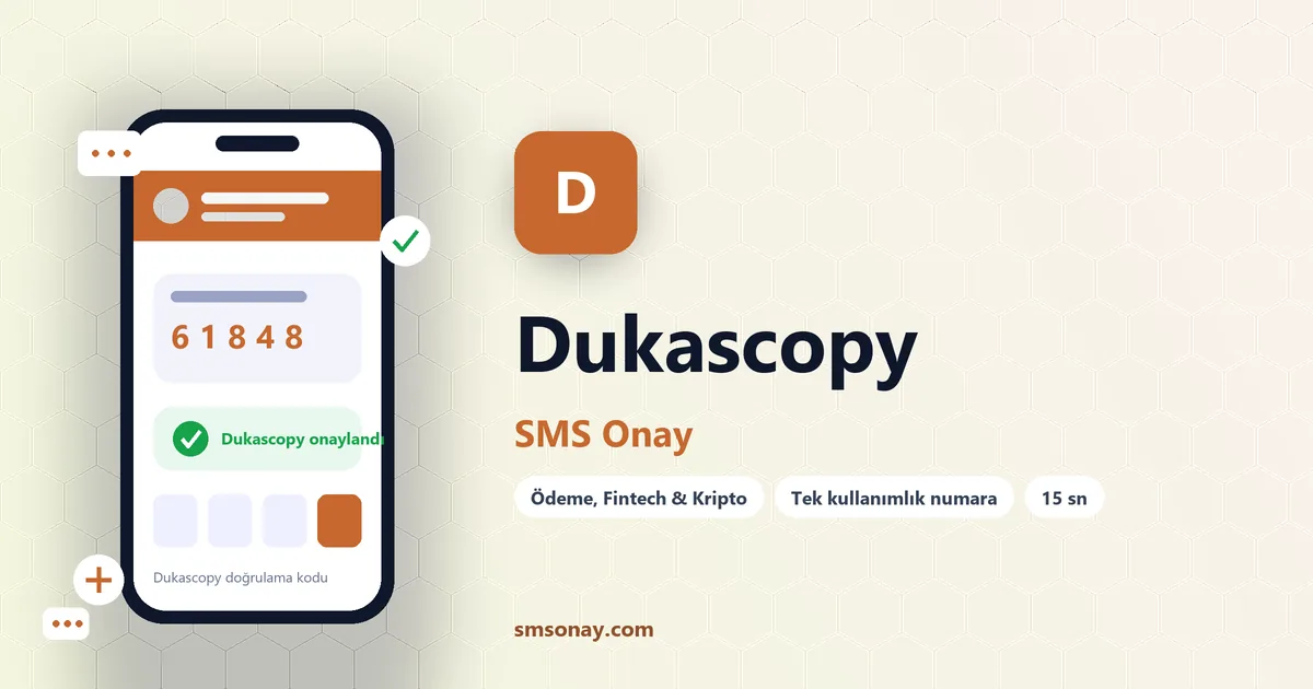 Dukascopy SMS onay: sanal numaraya gelen doğrulama kodu ekranı