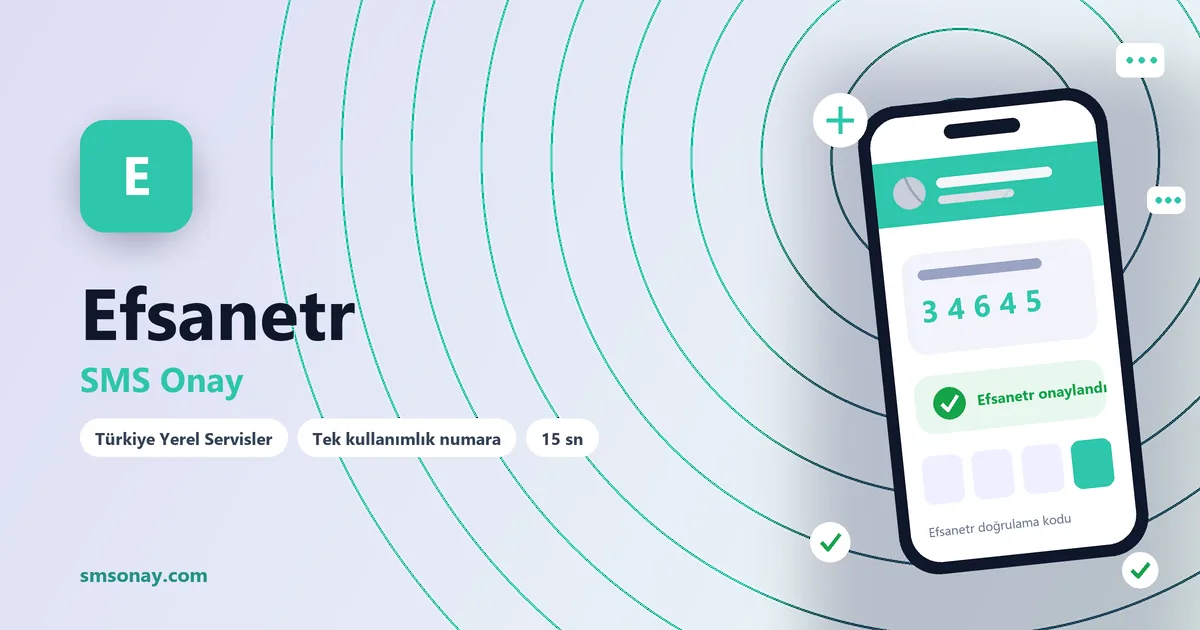 Efsanetr SMS onay: sanal numaraya gelen doğrulama kodu ekranı