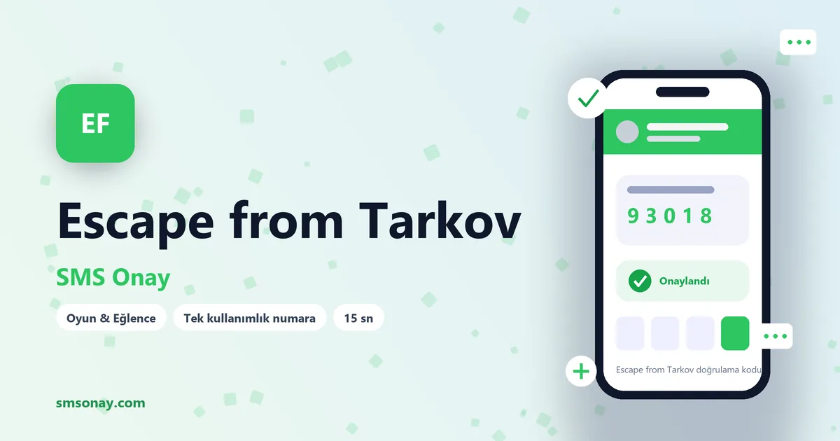 Escape from Tarkov SMS onay: sanal numaraya gelen doğrulama kodu ekranı