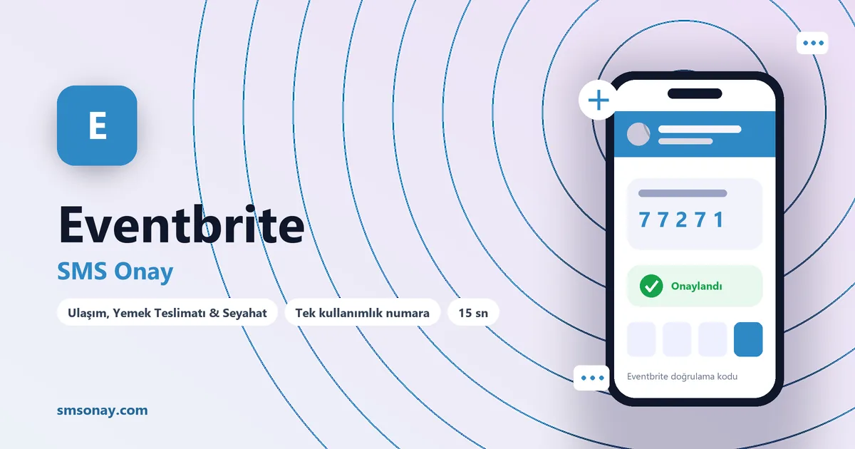 Eventbrite SMS onay: sanal numaraya gelen doğrulama kodu ekranı