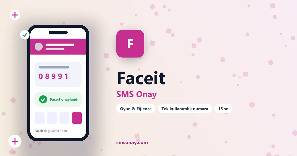 Faceit SMS onay: sanal numaraya gelen doğrulama kodu ekranı