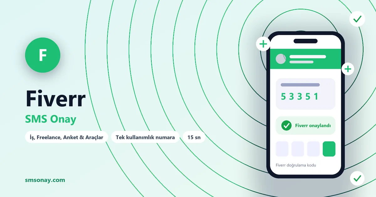 Fiverr SMS onay: sanal numaraya gelen doğrulama kodu ekranı