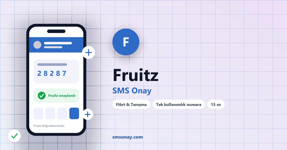 Fruitz SMS onay: sanal numaraya gelen doğrulama kodu ekranı