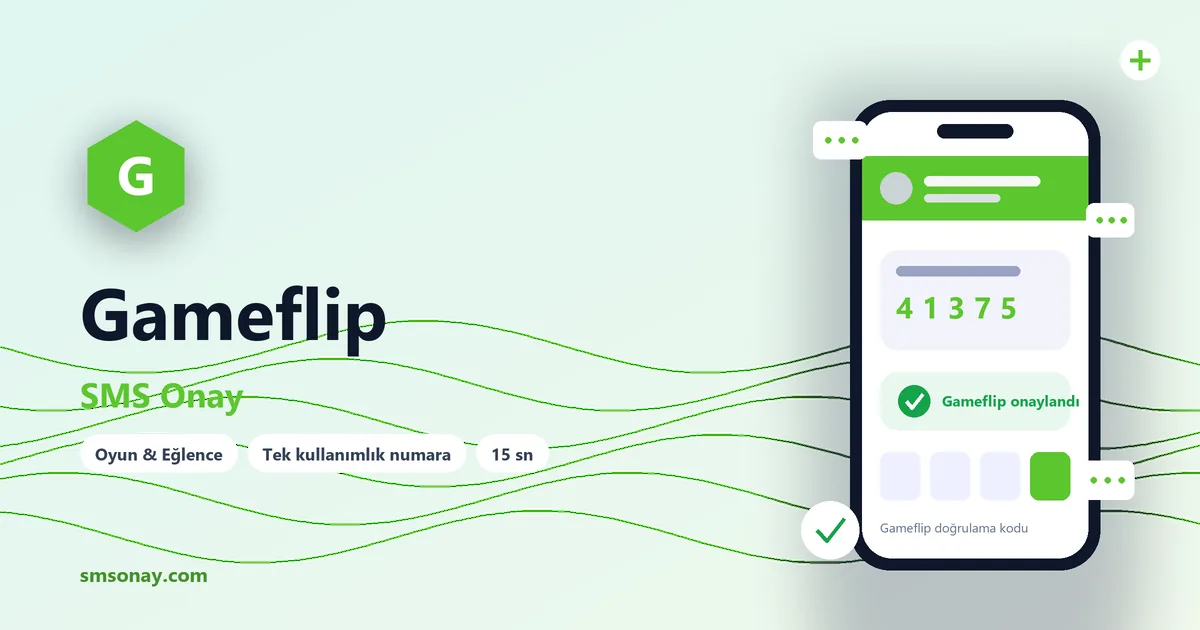 Gameflip SMS onay: sanal numaraya gelen doğrulama kodu ekranı