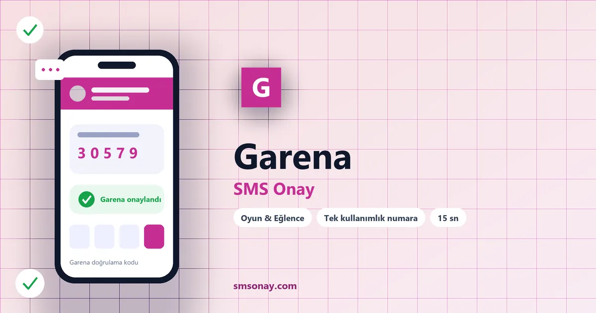 Garena SMS onay: sanal numaraya gelen doğrulama kodu ekranı