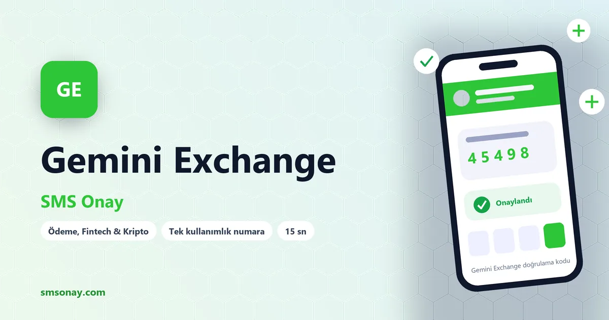 Gemini Exchange Ücretsiz SMS Onay görseli