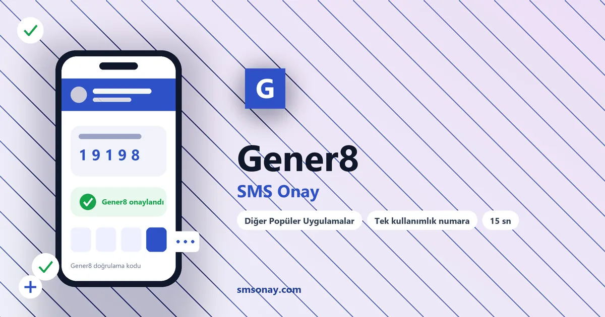 Gener8 SMS onay: sanal numaraya gelen doğrulama kodu ekranı