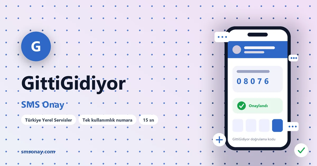 GittiGidiyor SMS onay: sanal numaraya gelen doğrulama kodu ekranı