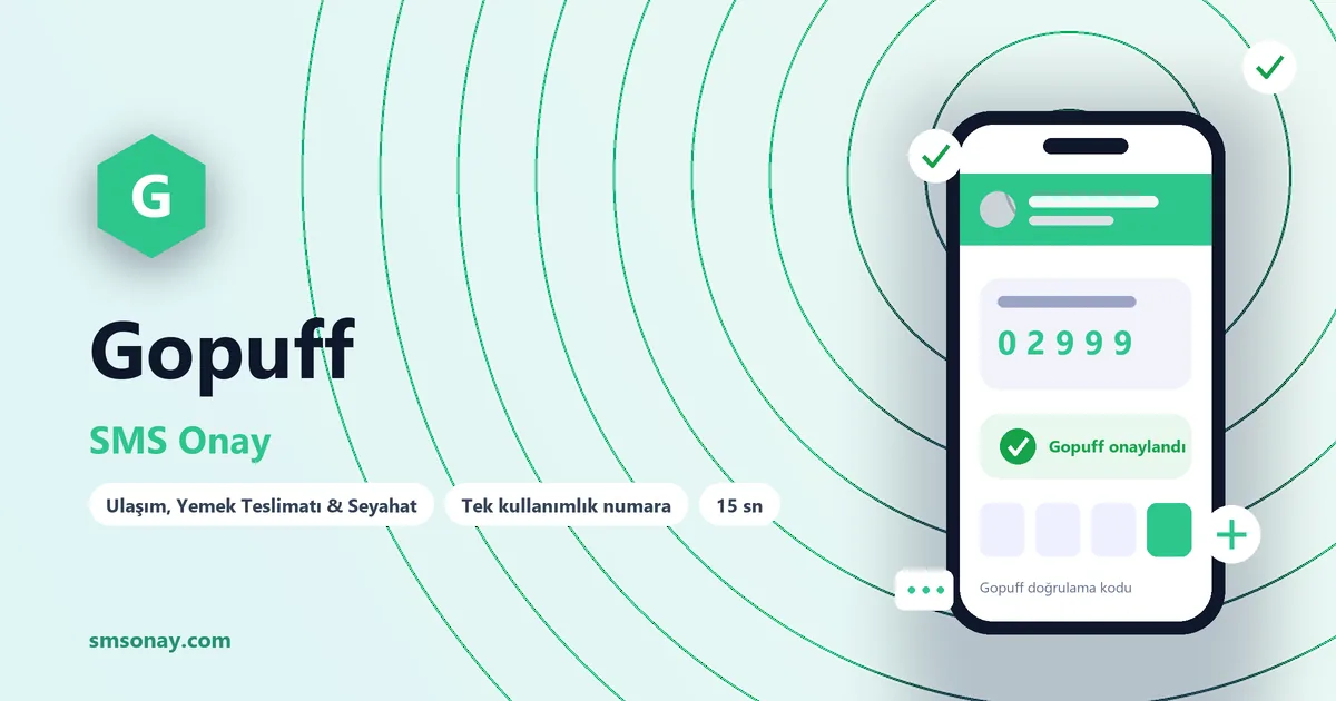 Gopuff SMS onay: sanal numaraya gelen doğrulama kodu ekranı