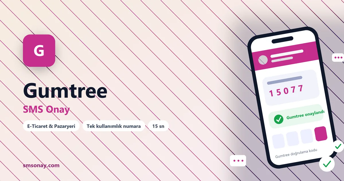 Gumtree SMS onay: sanal numaraya gelen doğrulama kodu ekranı