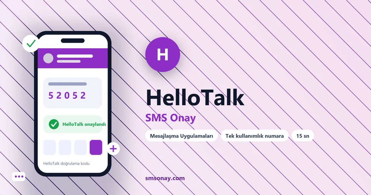 HelloTalk SMS onay: sanal numaraya gelen doğrulama kodu ekranı