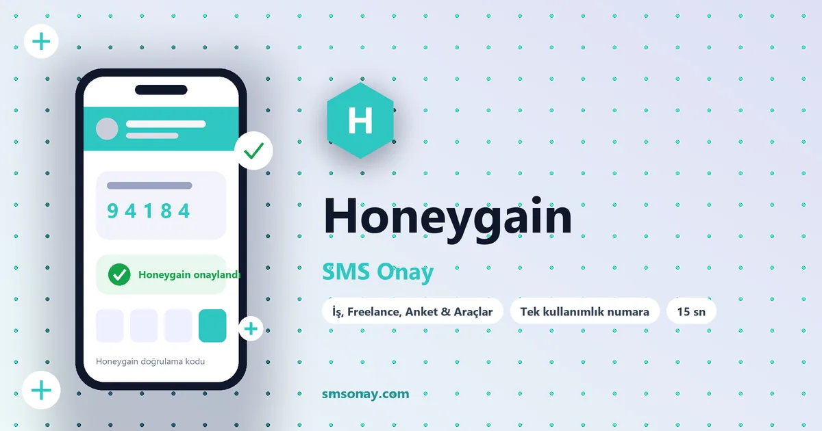 Honeygain SMS onay: sanal numaraya gelen doğrulama kodu ekranı