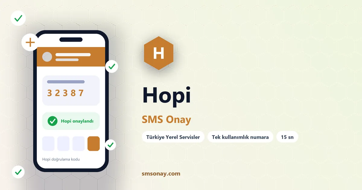 Hopi SMS onay: sanal numaraya gelen doğrulama kodu ekranı