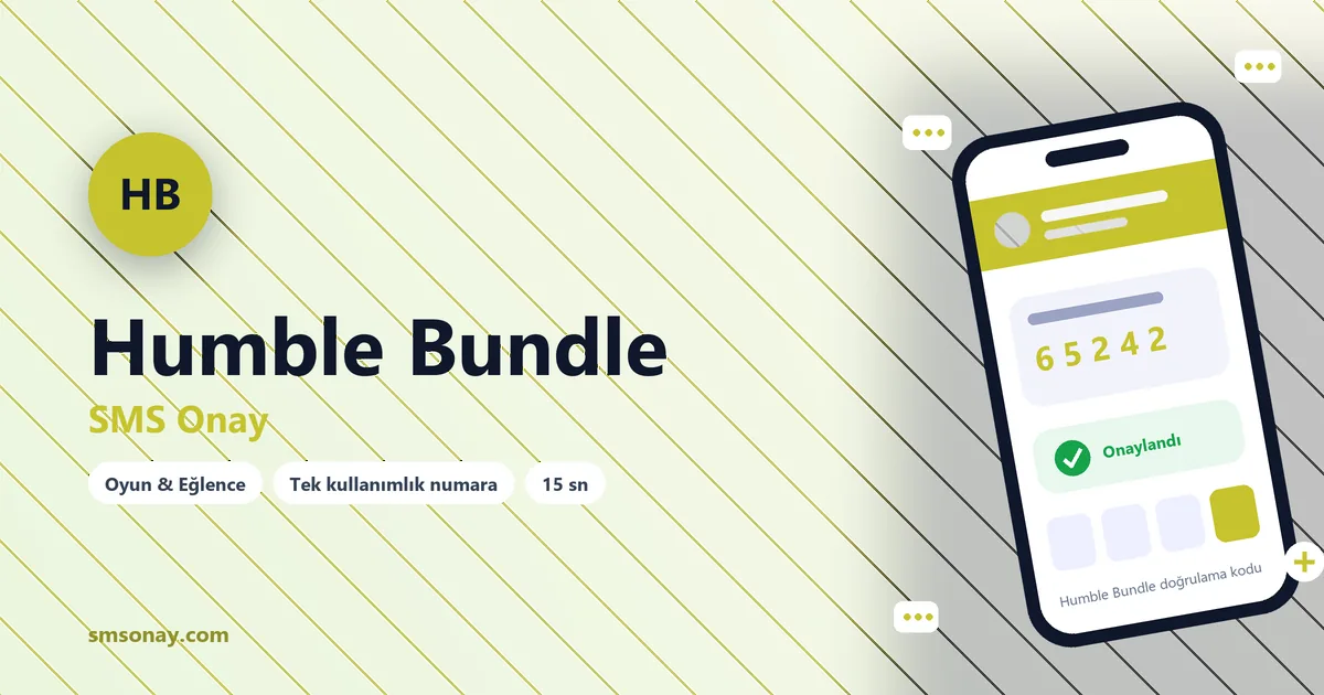 Humble Bundle SMS onay: sanal numaraya gelen doğrulama kodu ekranı