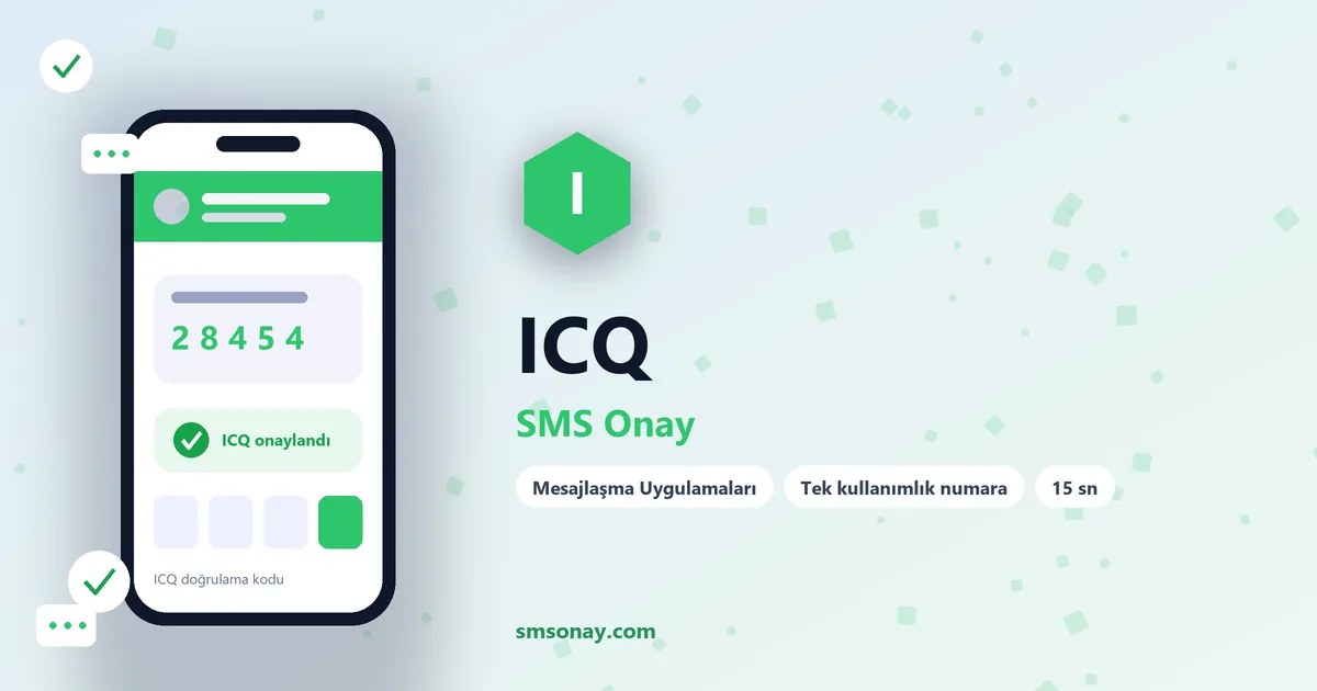 ICQ SMS onay: sanal numaraya gelen doğrulama kodu ekranı