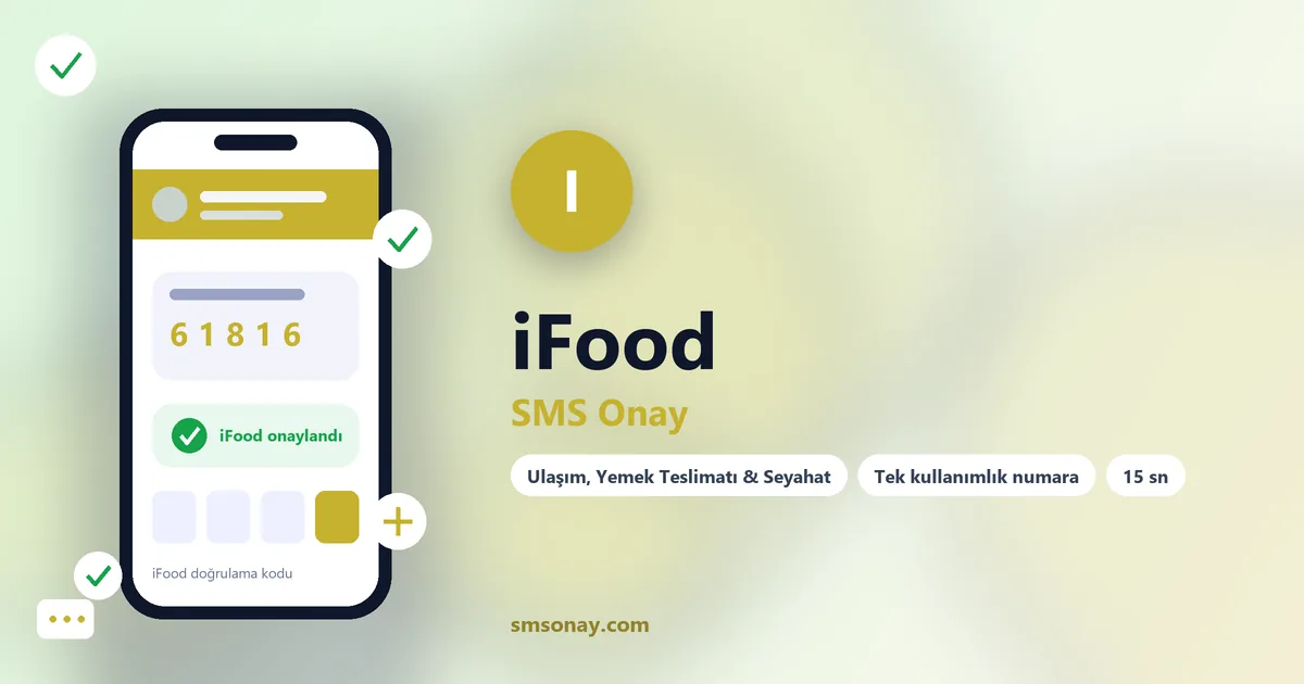 iFood SMS onay: sanal numaraya gelen doğrulama kodu ekranı