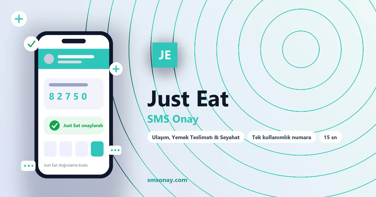 Just Eat SMS onay: sanal numaraya gelen doğrulama kodu ekranı