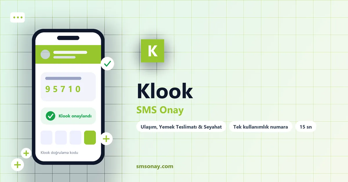 Klook SMS onay: sanal numaraya gelen doğrulama kodu ekranı