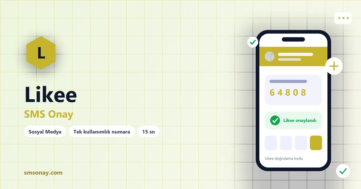 Likee SMS onay: sanal numaraya gelen doğrulama kodu ekranı