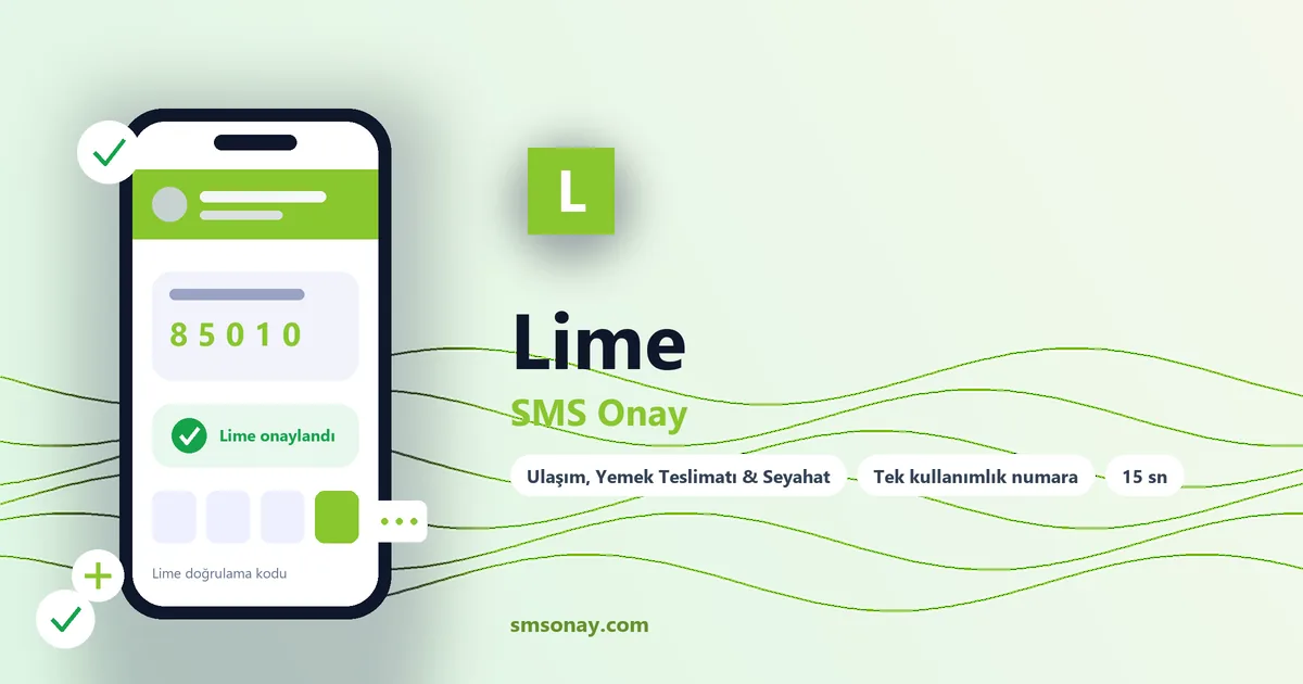 Lime SMS onay: sanal numaraya gelen doğrulama kodu ekranı